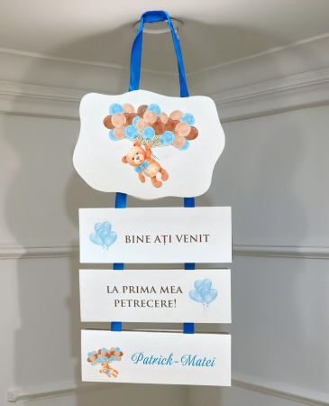 Banner nume & Props Candy Bar - Banner Bine ati Venit – Teddy