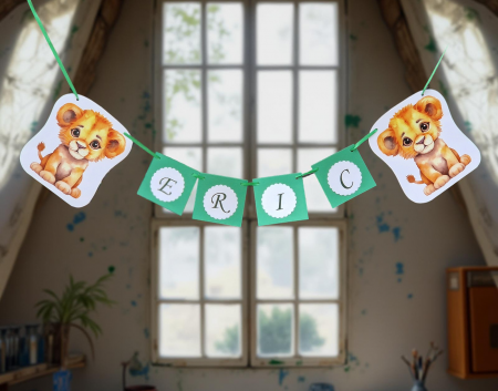Banner nume & Props Candy Bar - Banner Little Lion