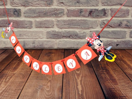 Banner nume & Props Candy Bar - Banner Minnie- model rosu