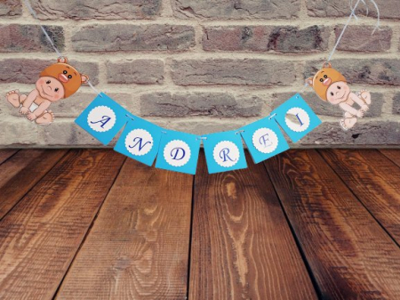 Banner nume & Props Candy Bar - Banner nume BEBE URSULET