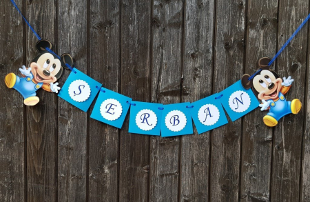 Banner nume & Props Candy Bar - Banner nume Mickey Baby