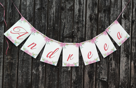 Banner nume & Props Candy Bar - Banner nume model floral