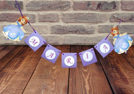 Banner nume & Props Candy Bar - Banner nume - Printesa SOFIA