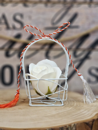 BOTEZ - Martisor  Cosulet cu Trandafir de Sapun Alb