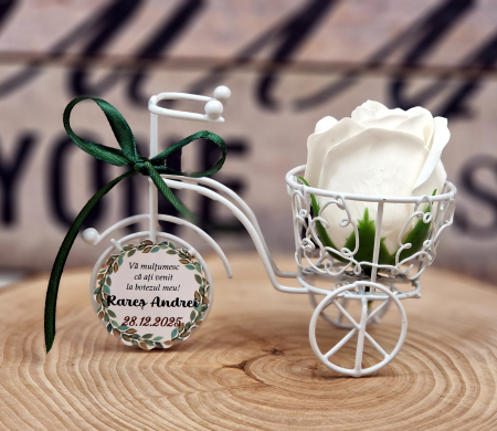 Marturii NUNTA - Caleasca cu trandafir sapun ALB