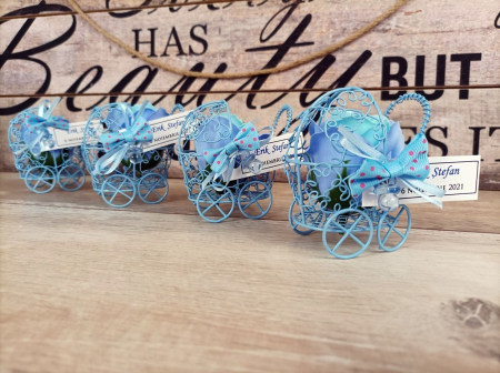 BOTEZ - Carucior cu trandafir sapun BLUE