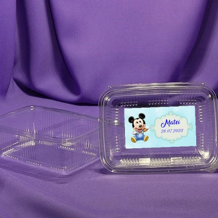 Cutii prajituri & pungi - Caserola plastic prajituri 750 gr (model Mickey)