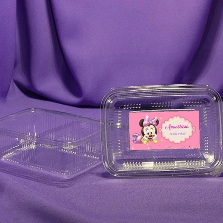 Cutii prajituri & pungi - Caserola plastic prajituri 750 gr  (model Minnie)