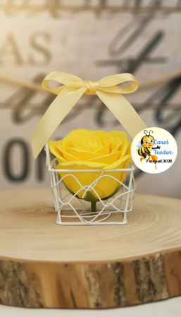 NUNTA - Cosulet cu trandafir de sapun GALBEN