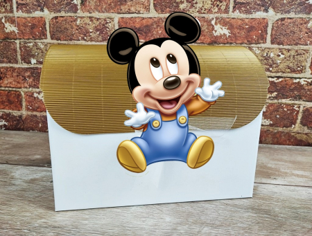 Casute dar BOTEZ - Cufar bani Mickey Baby (model auriu)