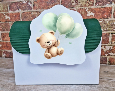 Casute dar BOTEZ - Cufar dar Sweet Teddy verde