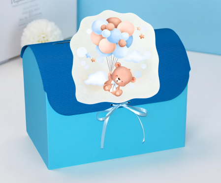 Casute dar BOTEZ - Cufar de dar TEDDY BLUE