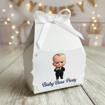 Marturii BOTEZ - Cutie cosulet Baby Boss costumas