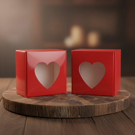 Cutii Prajituri & Pungi - Cutii albe cu fereastra INIMA 5.5x5.5x2.5 cm - Copie