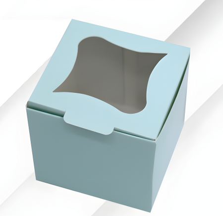 Cutii prajituri & pungi - Cutii Cupcakes cu display 8x8x8 cm Turcoaz