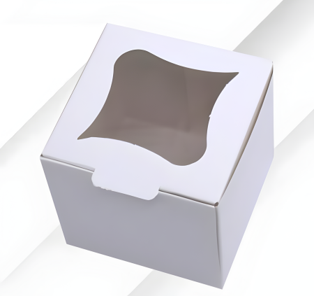 Cutii prajituri & pungi - Cutii Cupcakes cu display 8x8x8 cm ALBE