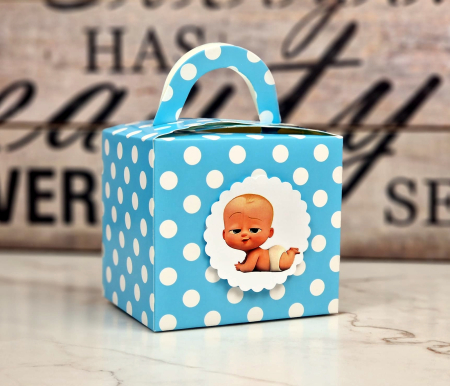 Cutii prajituri / marturii BLUE cu BULINE [2]