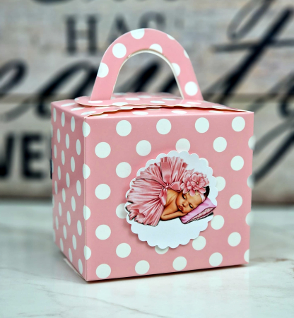 Cutii prajituri / marturii ROZ cu BULINE [2]