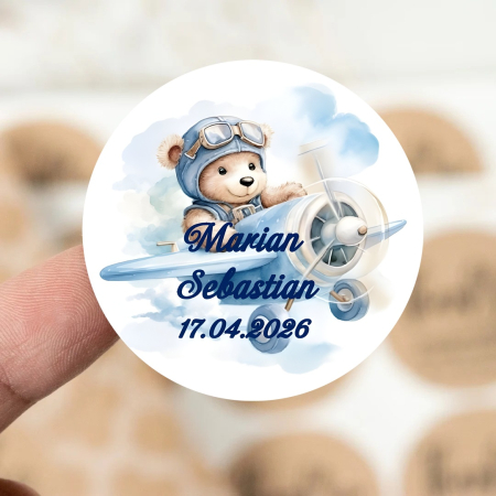 Eticheta adeziva Ursulet Aviator  (3.8 cm)