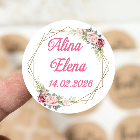 Etichete MARTURII - Eticheta adeziva Dusty Rose (3.8 cm)