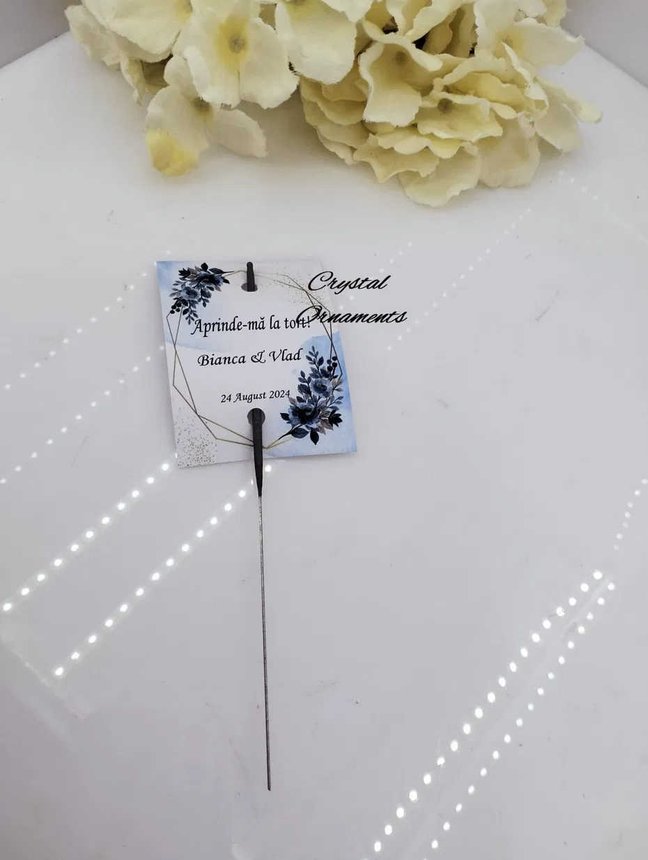 Decoratiuni NUNTA - Eticheta artificii TORT - BLUE WEDDING