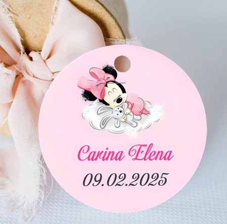 Eticheta botez Minnie Mouse  (5 cm)