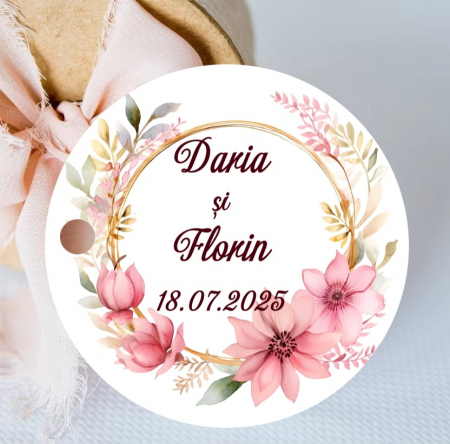 NUNTA - Eticheta CERC FLORI ROZ (5cm)