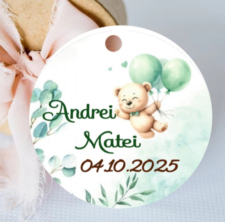 Etichete MARTURII - Eticheta cerc Teddy Green (5cm)