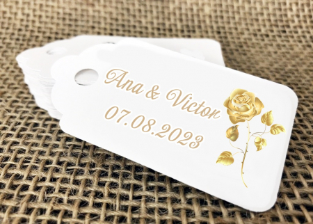Etichete MARTURII - Etichete Golden Rose (7 cm x 3.8 cm)
