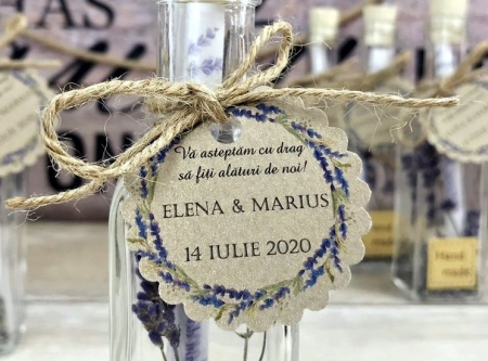 BOTEZ - Etichete rotunde model lavanda craft (4.5 cm)