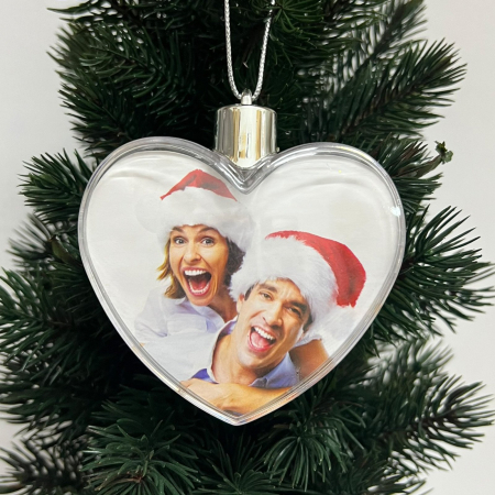 Glob personalizat pentru brad inima cu doua fotografii [2]