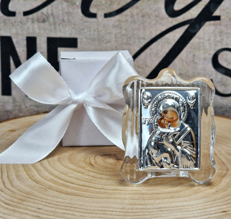 NUNTA - Iconita Maica Domnului pe suport de sticla TRANSPARENT