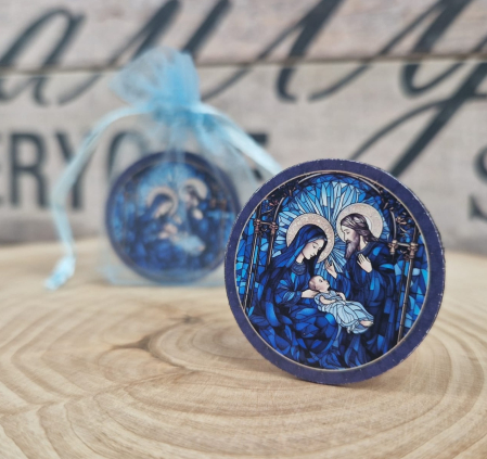 Iconita magnetica 3.8 cm PM2 in saculet BLUE [1]