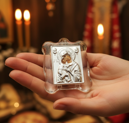 Iconita Maica Domnului pe suport de sticla [3]