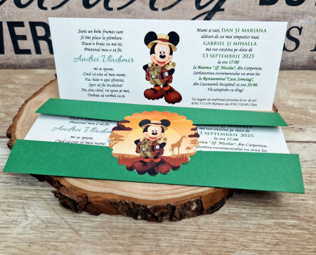 INVITATII BOTEZ - Invitatie Mickey Safari