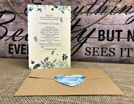 INVITATII NUNTA - Invitatie Back to Nature (crem sidefat)