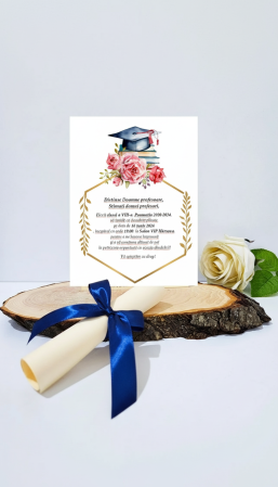 Invitatii BANCHET - Invitatie BANCHET absolvire - funda albastru royal