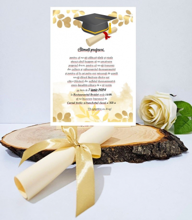 Invitatie BANCHET model auriu