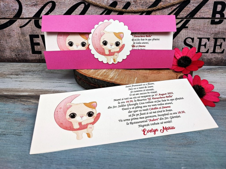 INVITATII BOTEZ - Invitatie -  BEBE PISICUTA