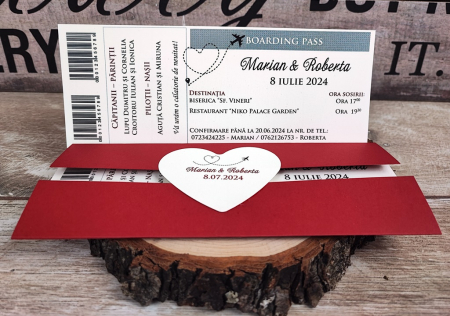 Invitatie BILET de AVION (Red Style)
