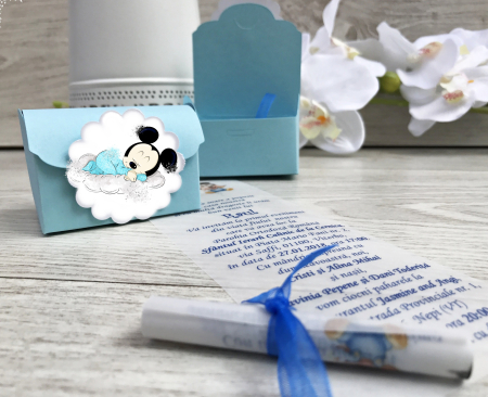 INVITATII BOTEZ - Invitatie botez cufar F7 - Mickey Sleeping