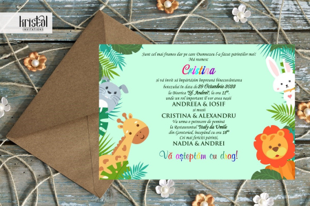 INVITATII BOTEZ - Invitatii petrecere copii JUNGLE PARTY