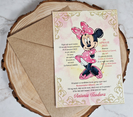 Invitatie botez Minnie PM157 (plic craft) [3]