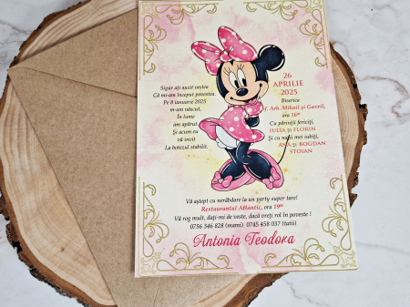 Invitatie botez Minnie PM157 (plic craft) [2]