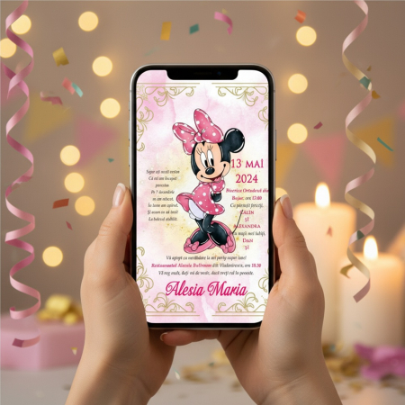 Invitatie botez Minnie PM157 (plic craft) [5]