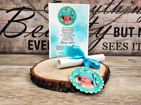 INVITATII BOTEZ - Invitatie botez papirus FOTO