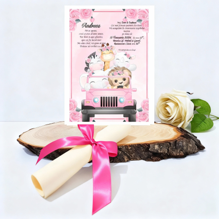 INVITATII BOTEZ - Invitatie botez papirus SAFARI PM174