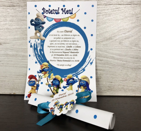 INVITATII BOTEZ - Invitatii petrecere copii - Strumfi
