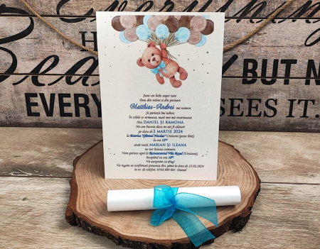 Invitatie botez - Papirus TEDDY BLUE [2]