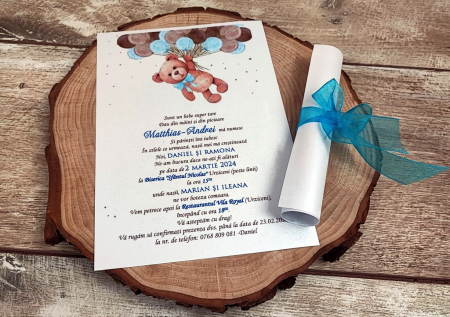 Invitatie botez - Papirus TEDDY BLUE [3]